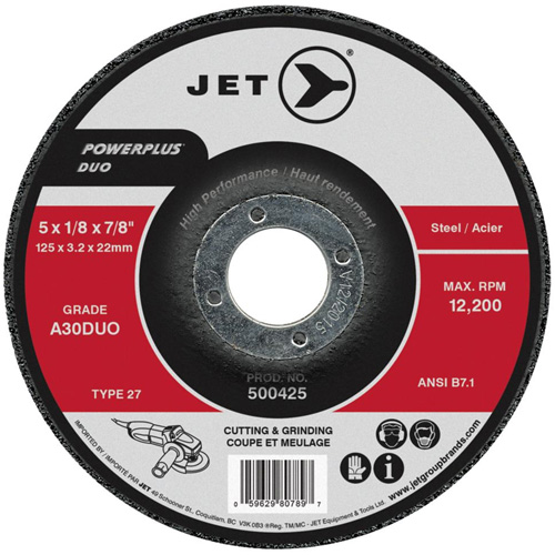 Meule/disque de coupe POWERPLUS DUO, 4" x 1/8", Arbre de 5/8", Type 27, Grain de A30DUO Auto-Cam