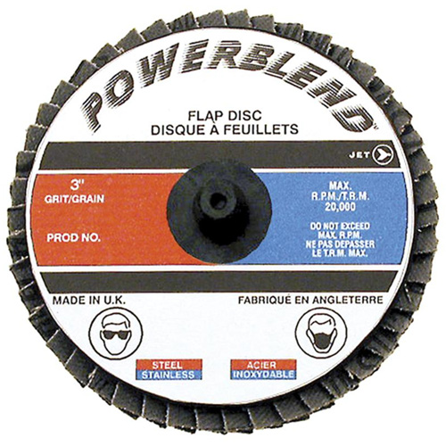 POWERBLEND Roll-on Flap Disc, 2" x Type R, Z120 Grit, Zirconia Alumina Auto-Cam