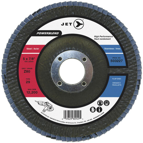 PowerBlend Flap Disc, 7" x 7/8", Type 29, Z40 Grit, Zirconia Alumina Auto-Cam