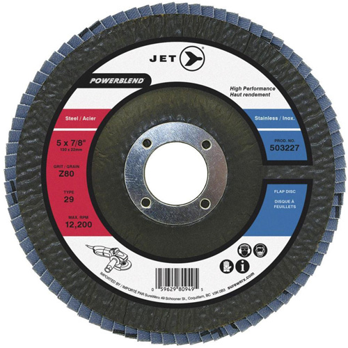 PowerBlend Flap Disc, 7" x 7/8", Type 29, Z60 Grit, Zirconia Alumina Auto-Cam