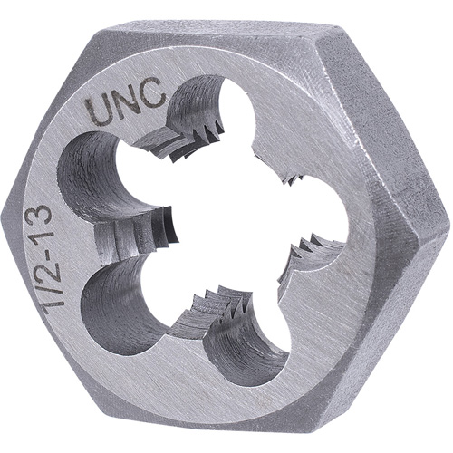 SAE Hex Die, 1" Dia., 1/2"-13NC Thread, Alloy Steel Auto-Cam