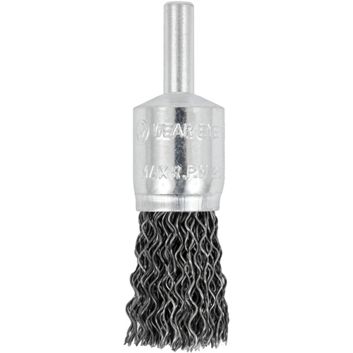 E050-20 Shaft Mounted Crimped End Brush, 1/2", 0.02" Fill, 1/4" Shank Auto-Cam