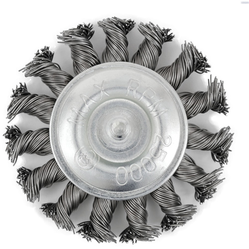 EKR275-20 Shaft-Mounted Knot Twisted Radial Brush, 3", .02" Fill, 1/4" Shank Auto-Cam