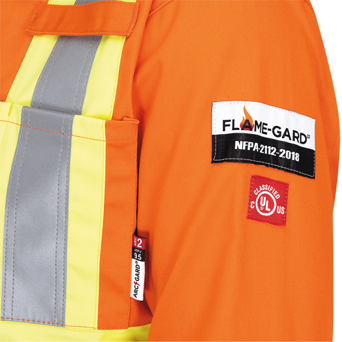 5555 High Visibility FR Rated & Arc Rated Safety Coveralls, Size 36, High Visibility Orange, 11 cal/cm² Auto-Cam
