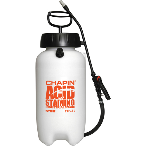 Industrial Acid Staining Sprayers, 2 gal. (7.6 L), Plastic, 12" Wand Auto-Cam