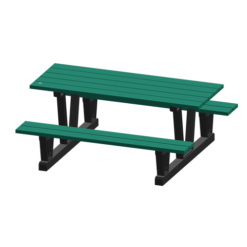 Recycled Plastic Outdoor Picnic Tables, 72" L x 60-5/16" W, Green Auto-Cam