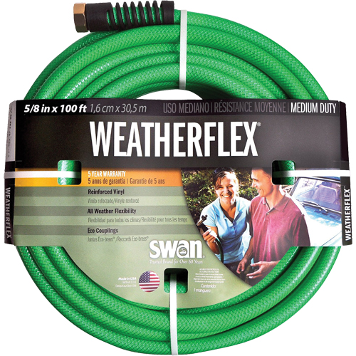 Weatherflex Medium Duty Garden Hoses, Vinyl, 5/8" dia. x 100' Auto-Cam