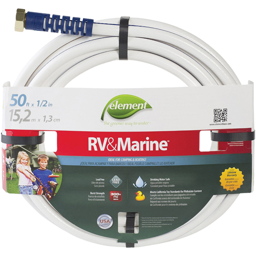 Element Marine & RV Water Hoses, PVC, 1/2" dia. x 50' Auto-Cam