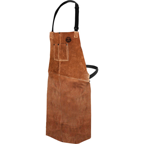 Leather Welding Apron, Bib, 36" L, Brown Auto-Cam