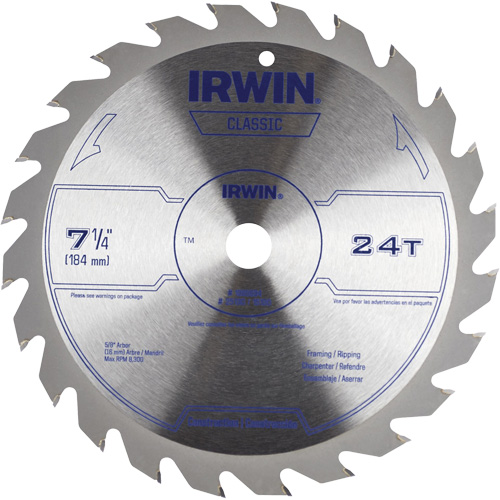 Lame de scie circulaire de s&eacute;rie classique, 7-1/4", 24 dents, Pour Bois Auto-Cam