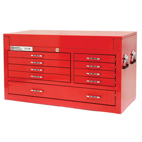 PRO+ Series Top Chest, 42" W, 9 Drawers, Red Auto-Cam