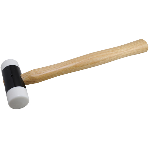 Soft-Face Hammer, 14 oz. Head Weight, Plain Face, Wood Handle, 11-5/8" L Auto-Cam