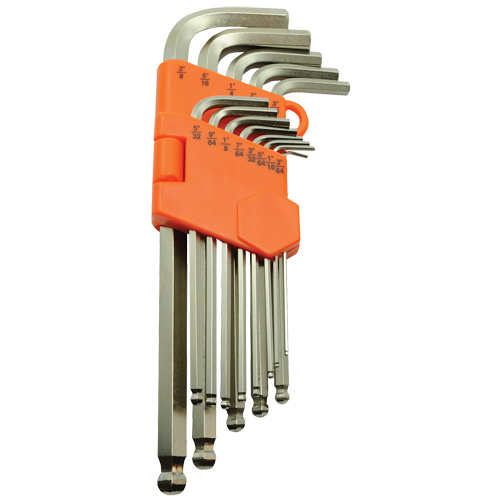 Ball End Hex Key Set, 13 Pcs., Imperial Auto-Cam