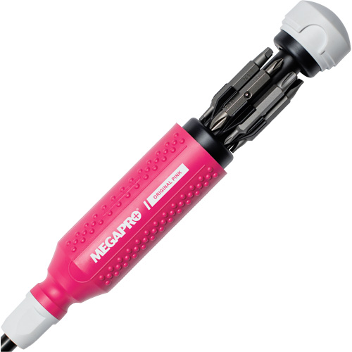 Original Pink 15-in-1 Multi-Bit Screwdriver, 8-37/50" L, Textured Handle Auto-Cam
