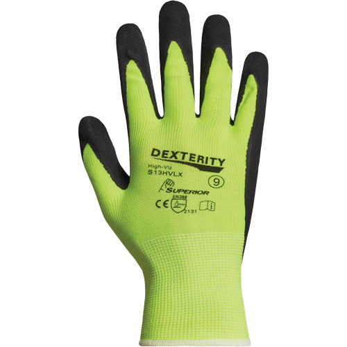 Dexterity&reg; Coated Gloves, 10, Latex Coating, 13 Gauge, Polyester Shell Auto-Cam