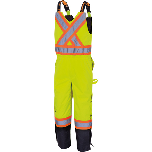 5041BB Waterproof Quilted Bib Pants, Polyester, Large, High Visibility Lime-Yellow Auto-Cam