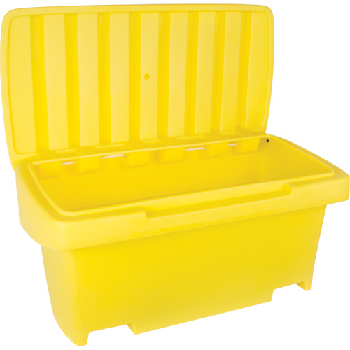 Heavy-Duty Outdoor Salt and Sand Storage Container, 24" x 48" x 24", 10 cu. Ft., Yellow Auto-Cam