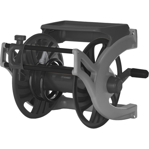 Deluxe Wall-Mount Hose Reel, 225', Aluminum/Poly-Plastic Auto-Cam