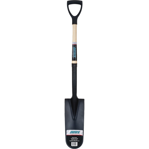 Drain Spade Shovel, Tempered Steel, 14" x 6" Blade, 30" L, D-Grip Handle Auto-Cam
