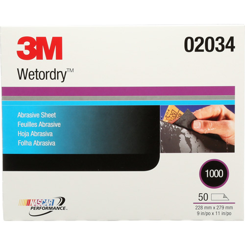 Feuille abrasive Imperiale, 9" x 11", Grain 1000, Carbure de silicium Auto-Cam