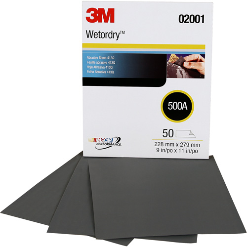 Wetordry Abrasive Sheet 411Q, 9" x11", 500 Grit, Silicon Carbide Auto-Cam
