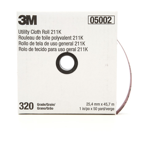 Utility Sanding Roll 211K, Aluminum Oxide, 1" W x 150' L, 320 Grit Auto-Cam