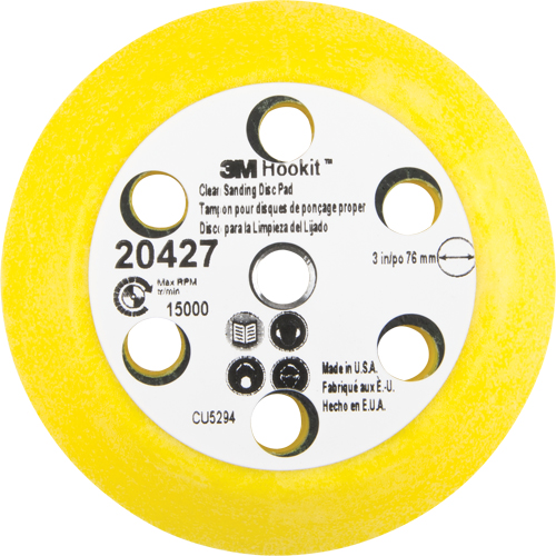 Hookit Clean Sanding Disc Pad Kit, 3" Dia. Auto-Cam