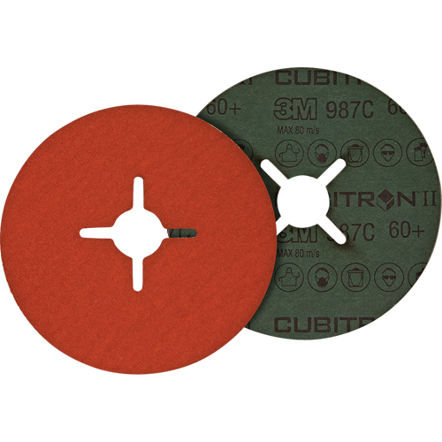 Cubitron II Fibre Discs - 987C, Ceramic Grain, 80+, 7" Dia x 7/8" Arbor Auto-Cam