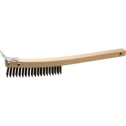 Brosse de nettoyage avec racloir, Acier, 3 x 19 rangs de fils, Longueur 13" Auto-Cam