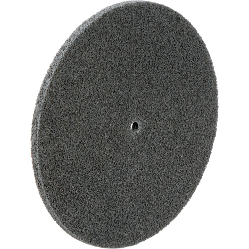 Meule unitaris&eacute;e EXL Scotch-Brite, 6" x 1/4", Arbre de 1/4", Grain de Fin, Carbure de silicium Auto-Cam