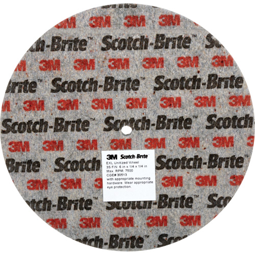 Meule unitaris&eacute;e EXL Scotch-Brite, 6" x 1/4", Arbre de 1/4", Grain de Fin, Carbure de silicium Auto-Cam