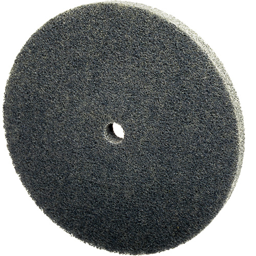 Meule unitaris&eacute;e EXL Scotch-Brite, 3" x 1/4", Arbre de 1/4", Grain de Fin, Carbure de silicium Auto-Cam