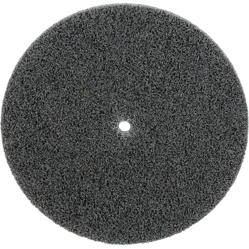Meule unitaris&eacute;e EXL Scotch-Brite, 5" x 1/4", Arbre de 1/4", Grain de Fin, Carbure de silicium Auto-Cam