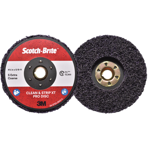 Scotch-Brite Clean & Strip XT Pro Disc, 4-1/2" Dia., Extra Coarse Grit, Silicon Carbide Auto-Cam