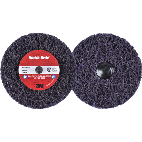 Scotch-Brite Roloc+ Clean & Strip XT Pro Disc, 4" Dia., Extra Coarse Grit, Silicon Carbide Auto-Cam