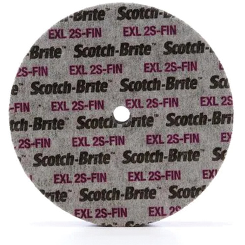 Meule unitaris&eacute;e EXL Scotch-Brite, 6" x 1/4", Arbre de 1/4", Grain de Fin, Carbure de silicium Auto-Cam