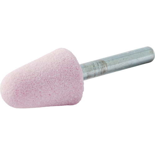 Vitrified Bond Mounted Point, A5, Aluminum Oxide, 3/4" Dia., 1-1/8" L, 80 Grit Auto-Cam