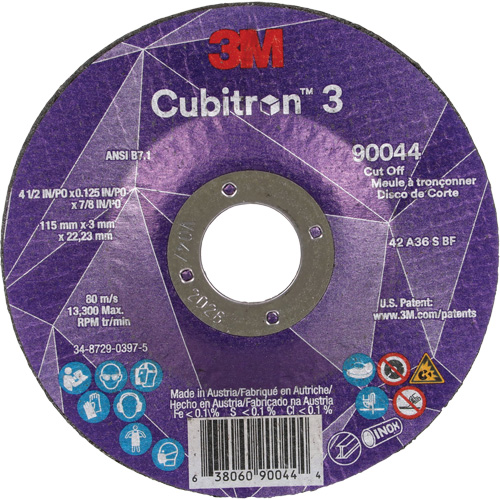 Meule &agrave; tronçonner Cubitron 3, 4-1/2" x 1/8", Arbre de 7/8", Type T27, C&eacute;ramique, 13 300 Tr/min Auto-Cam