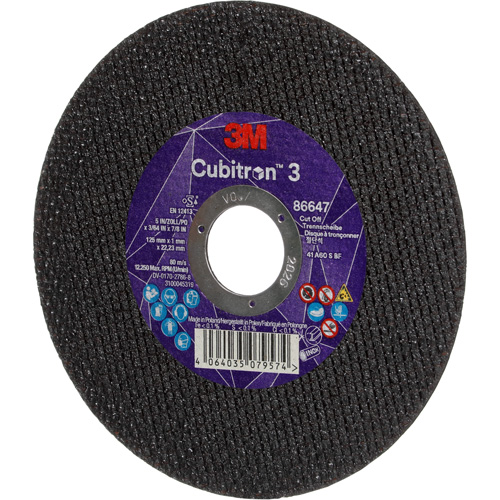 Disque de coupe Cubitron 3, 5" x 9/32", Arbre de 3/8", Type 41 Auto-Cam