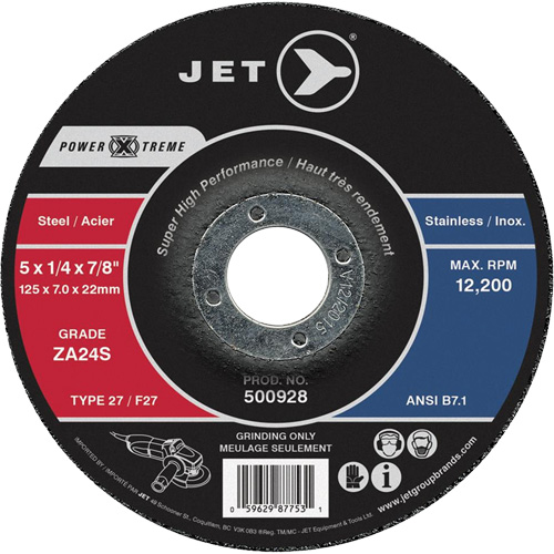 Power-Xtreme ZA24S Grinding Wheel, 4-1/2" x 1/4", 7/8" Arbor, Type 27 Auto-Cam