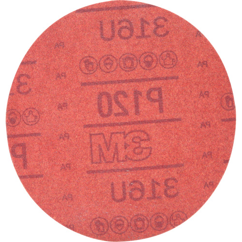 Hookit Red Abrasive Disc 316U, 01224, 6" Dia., P120 Grit, Aluminum Oxide, A Auto-Cam