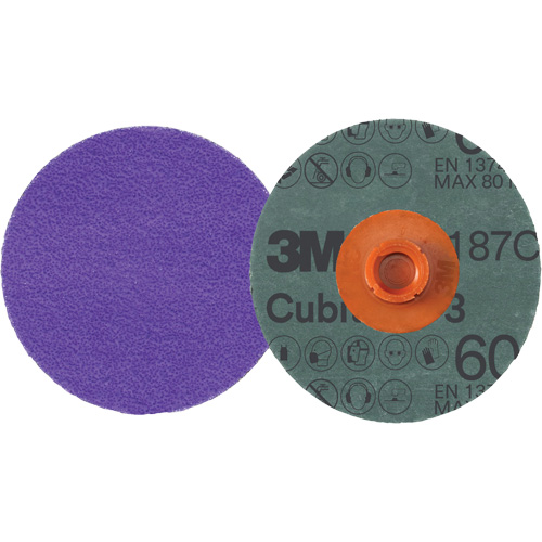 Disque en fibre Roloc Cubitron 3, 4" dia., Grain 60+, C&eacute;ramique Auto-Cam