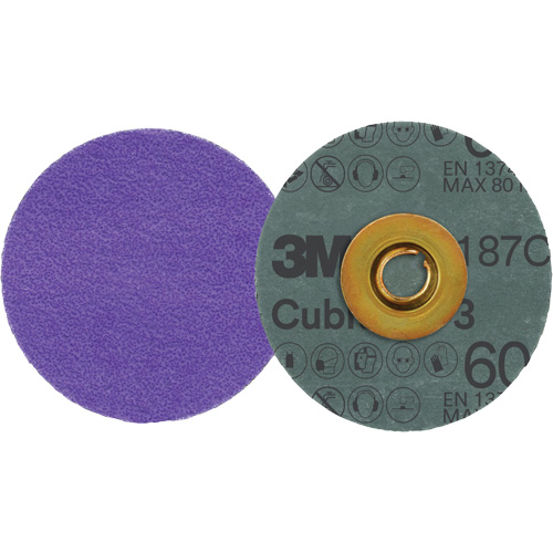 Disque en fibre Roloc Cubitron 3, 3" dia., Grain 60+, C&eacute;ramique Auto-Cam