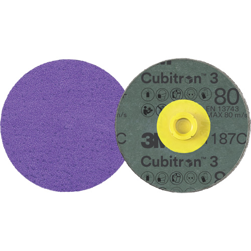 Cubitron 3 Roloc Fibre Disc, 4" Dia., 80+ Grit, Ceramic Auto-Cam