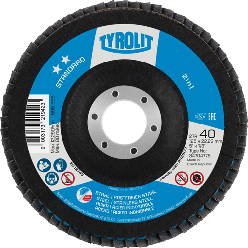 2-in-1 Flap Disc, 5" x Type 27A, 60 Grit Auto-Cam