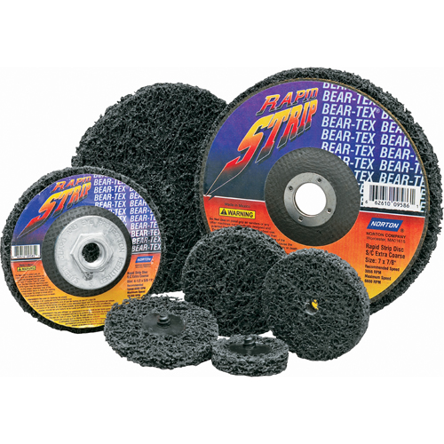 Bear-Tex Rapid Strip Discs, 7" Dia., Extra Coarse Grit, Silicon Carbide Auto-Cam