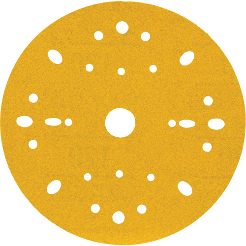 Hookit Gold Abrasive Disc, 6" Dia., 120 Grit, Aluminum Oxide, C-Weight Auto-Cam
