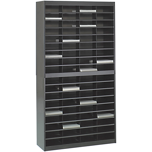 Heavy-duty Literature Organizers, Stationary, 72 Slots, Steel, 37-1/2" W x 12-3/4" D x 71" H Auto-Cam