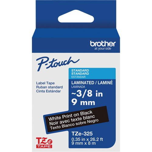Syst&egrave;mes d'&eacute;tiquetage P-Touch, 9 mm x 314,96" ou 8 m, Blanc sur noir Auto-Cam