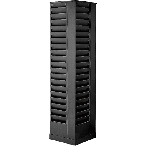 Literature Storage Racks, Rotating, 92 Slots, Steel, 14-1/8" W x 14-1/8" D x 66" H Auto-Cam